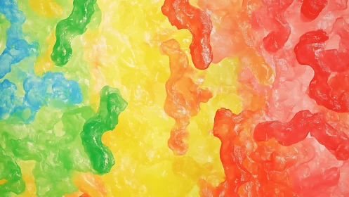 Molten rainbow textures swirl through warm glowing color fields.