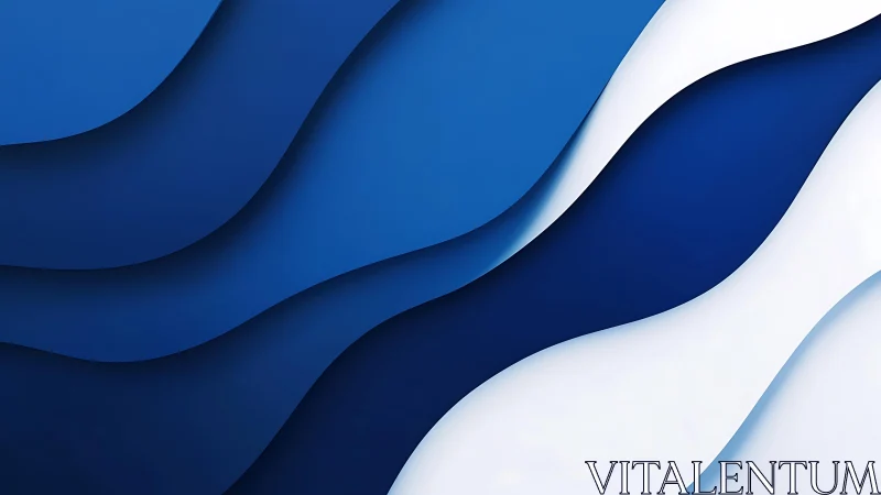 Abstract blue and white layered waves in modern minimalist style.