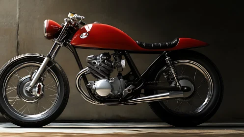 Custom cafe racer motorcycle with minimalist frame and polished twin engine
