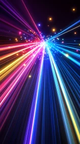 Neon comet freeway streaking into a prismatic hyperspace.