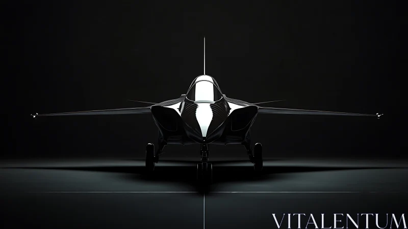 Stealth fighter jet rendered front view in dramatic lighting