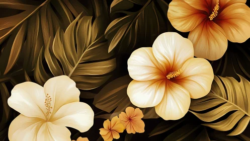 Golden Blooms Dance in Artistic Floral Harmony