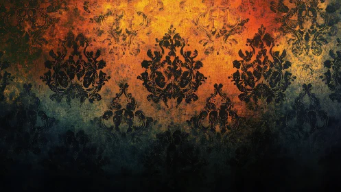 Baroque damask pattern emerges through grunge gradient field