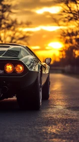 Sunset-tailed supercar hums toward the last light of day