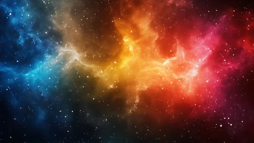 Colorful nebula cloud with bright stars in deep space.