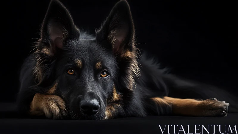 Gentle shepherd gaze resting in soft studio shadows.