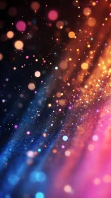 Vibrant bokeh nebula with diagonal cosmic light trails.