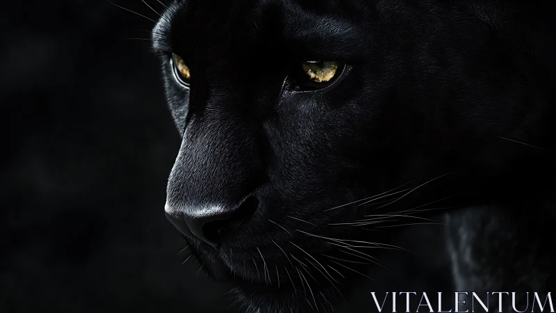 Melanistic Panther Portrait: Golden Iris Luminescence Against Ebony Fur