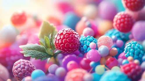 Candy-bright berries in a dreamy pastel sugar garden.