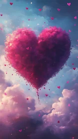 Magnificent Pink Heart Cloud Soars Through Dreamy Sky