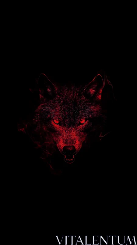 Ember-eyed shadow wolf snarling from the midnight void.