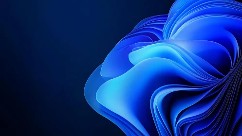 Abstract blue digital flower with layered paper effect on dark background.