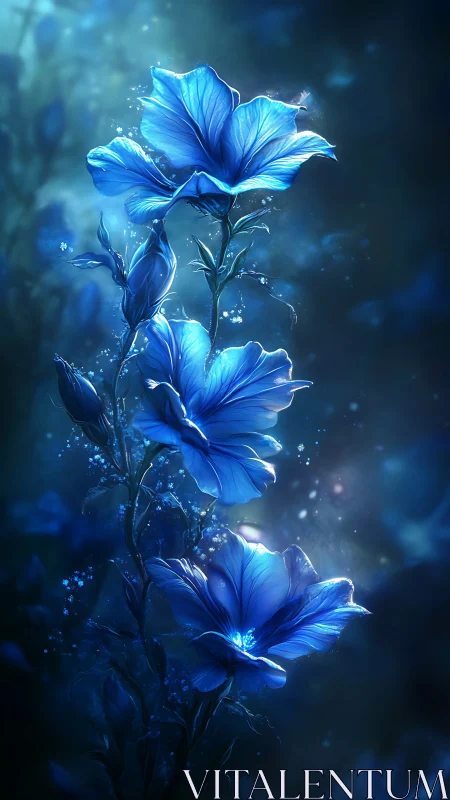 Luminescent Dream Blossoms Cascade in Ethereal Blue.