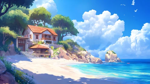 Mediterranean Coastal Villa with Contextual Architecture Integration.