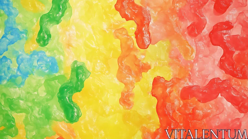 Molten rainbow textures swirl through warm glowing color fields.