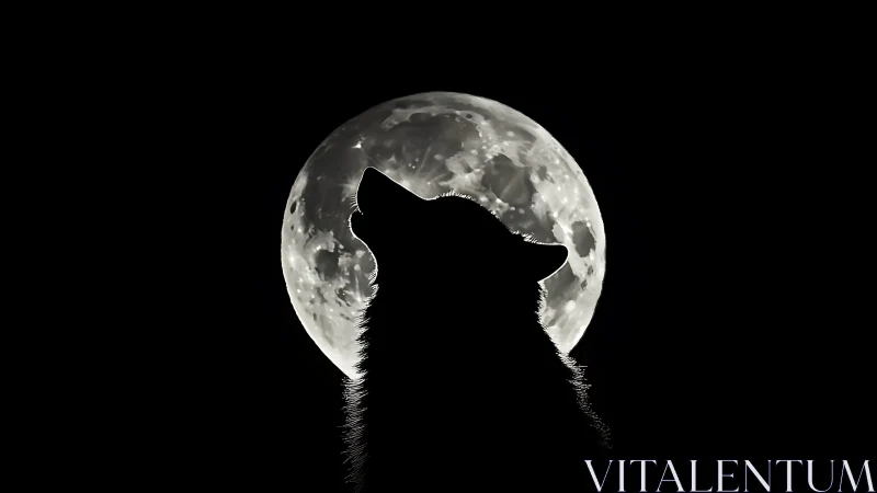 Lone wolf silhouette aligned against luminous full moon.