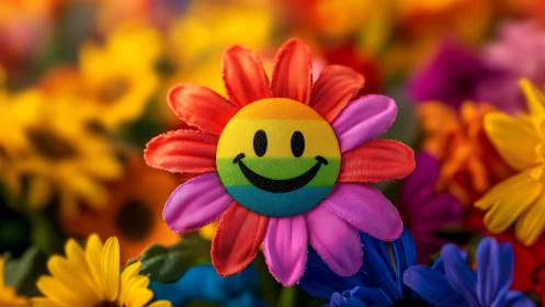 Rainbow Flower Smiling Bright Joy in Bloom.