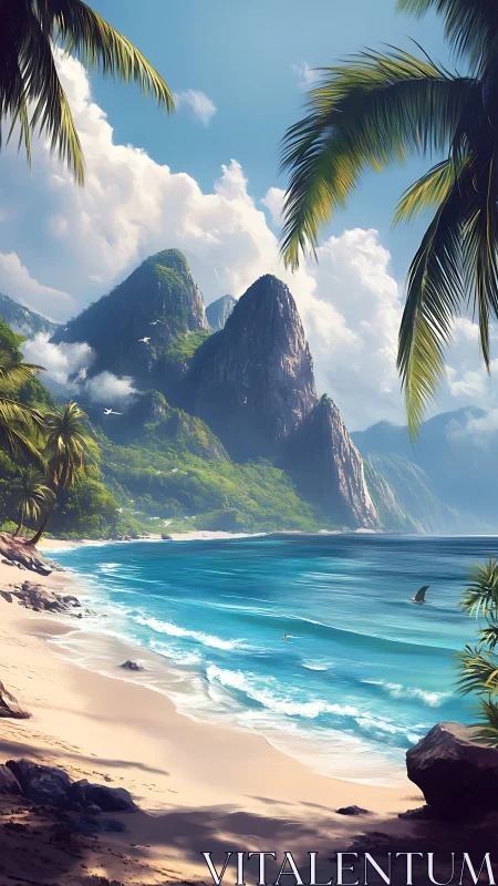 Tropical Coastal Landscape with Dramatic Limestone Cliffs Above Turquoise Waters