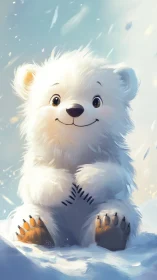 Snowy cuddle-bear under soft northern daydream skies.