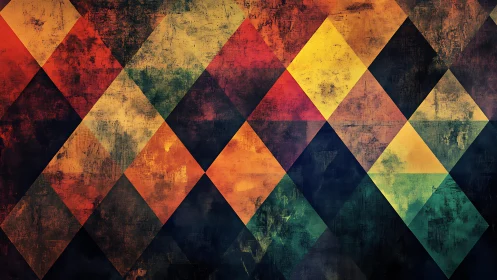 Abstract geometric pattern with vintage textured diamond shapes.