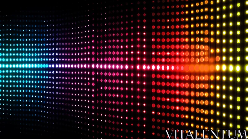 LED dot matrix grid displays horizontal cyan to yellow gradient