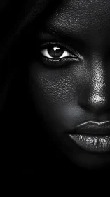 High-contrast portrait isolates a single intense gaze.