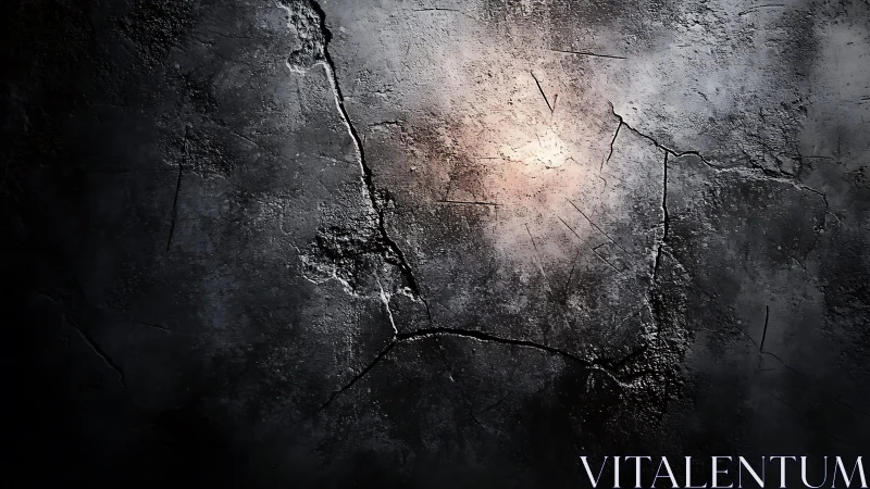 Cracked Textured Concrete Wall with Dramatic Lighting Effect.