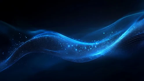 Luminescent blue data wave with dynamic particle streams.