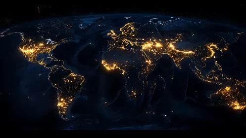 Global nightscape renders illuminated urban networks on Earth