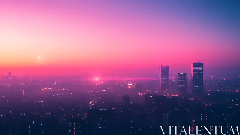 Neon dusk pours candy light over a dreaming megacity