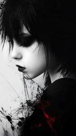 Ink-kissed silent profile dreams in monochrome gloom