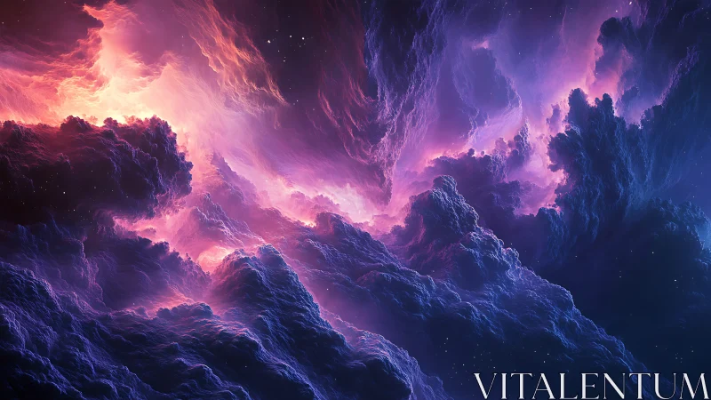 Cosmic nebula storm in vivid purple and fiery light.