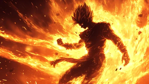 Inferno warrior ascends inside a storm of molten starlight.