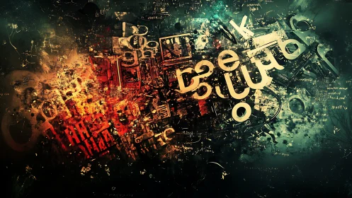Abstract digital collage shows chaotic layered typography