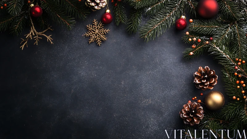 Cozy Christmas pine branches with glowing festive accents.