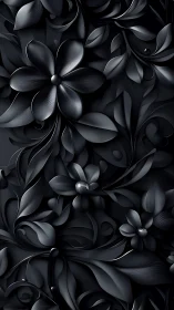 Metallic Floral Sculpture in Monochromatic Depth