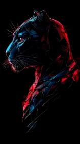 Neon Feline: Geometric Tiger Profile in Electric Blue and Red.