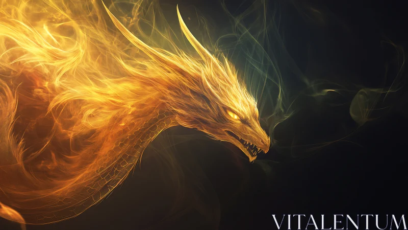 Blazing Ember Dragon Uncoiling Through Midnight Smoke.
