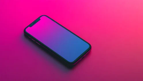 Modern smartphone glows beautifully against vibrant gradient backdrop