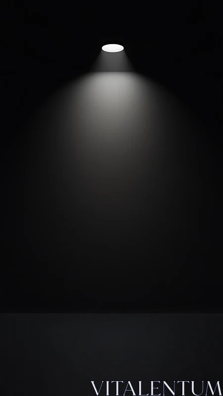 Single spotlight falls on dark empty stage, evoking suspense