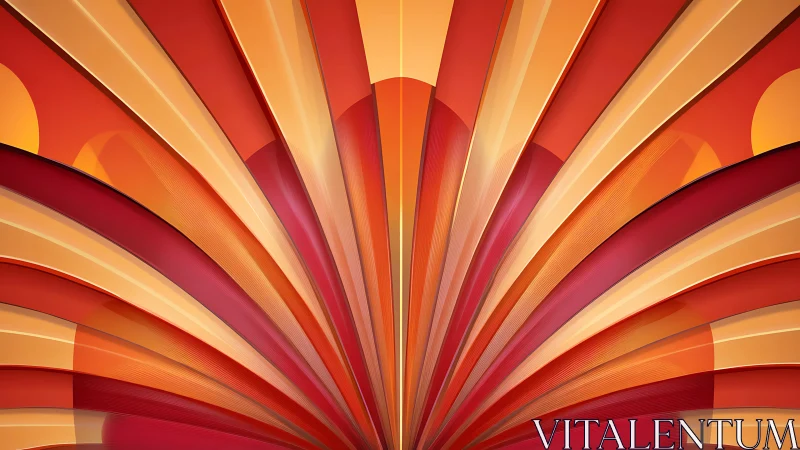 Radiating orange and red curves form symmetric abstract pattern