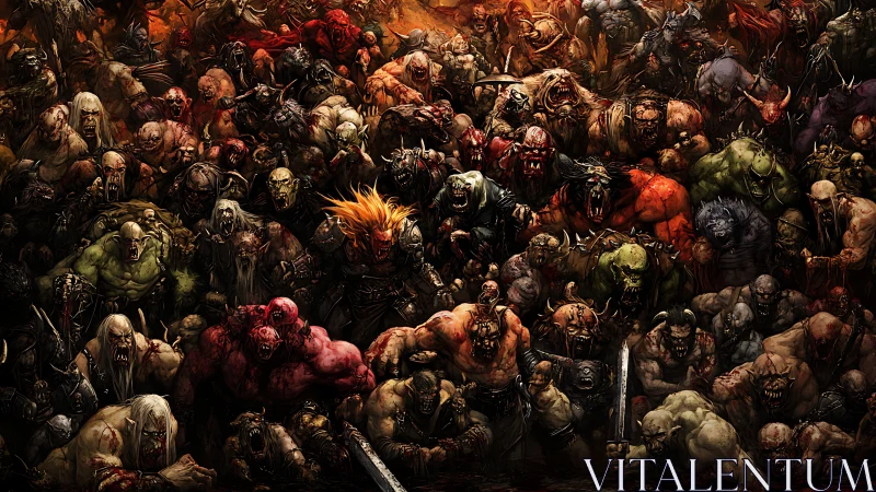 Demonic horde surges forward under burning infernal sky