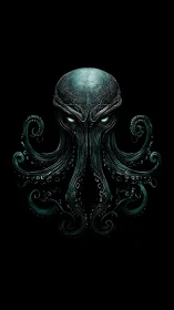 Eldritch cephalopod skull with glowing abyssal eyes.