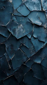 Cracked blue textured surface shows layered chipped fragments