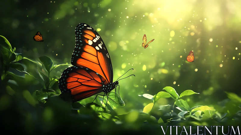 Sunlit monarch council above a dew-bright emerald garden.