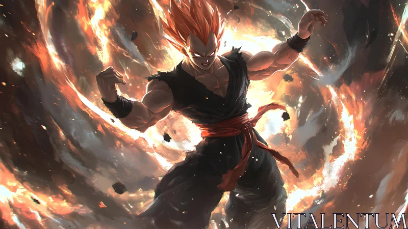 Inferno-charged warrior unleashes a storm of raw power.