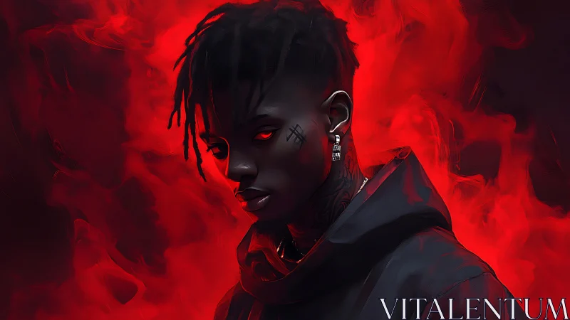 Dark hooded figure with red eyes stands in swirling smoke