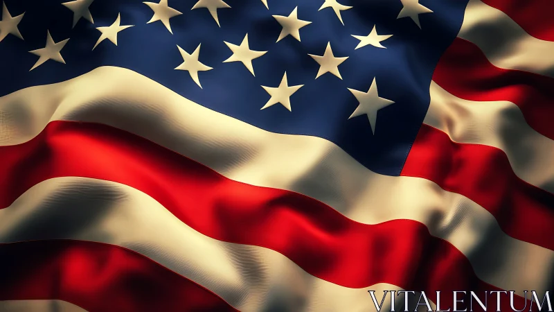 High-contrast render of United States flag with dynamic cloth waves