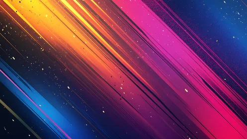 Diagonal neon streaks over deep blue gradient sky.