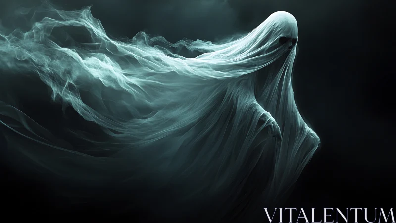 Gentle ghostly spirit drifting through misty moonlit dark.